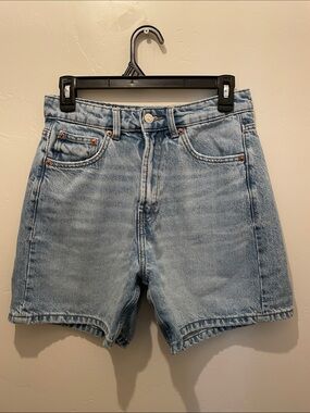 Zara Light Blue High-Waist Denim Jean Shorts